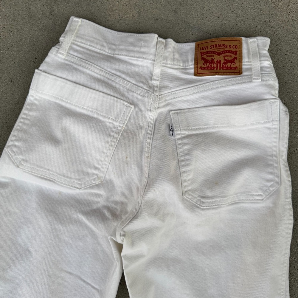 Levi's Jeans Women Mile High Cropped Wide Leg Button Fly Ivory Tag Size 24 - Picture 9 of 9